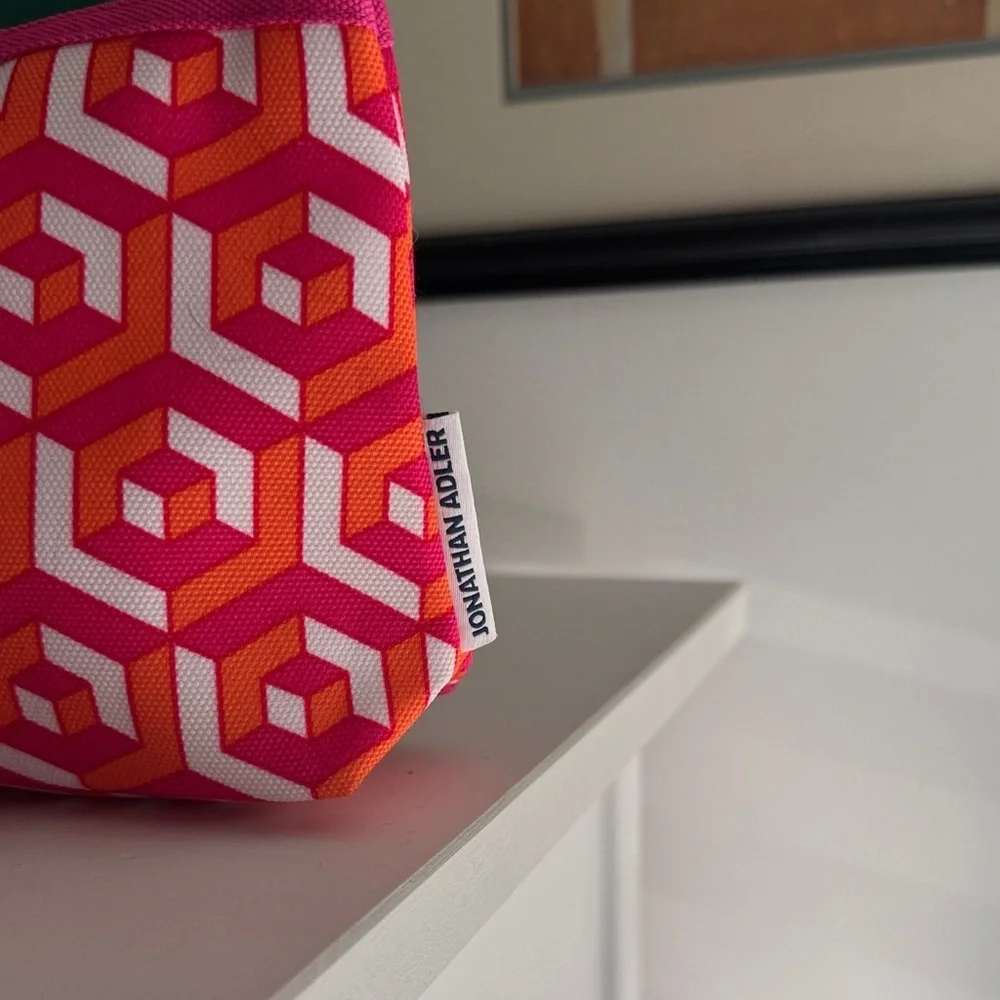 Jonathan Adler Pink and Orange Geometric Pouch Duo Bundle (2)